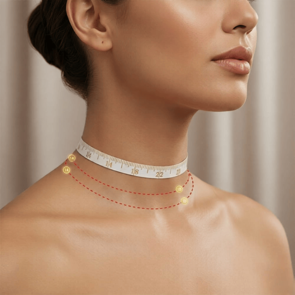 Measure necklace on neck